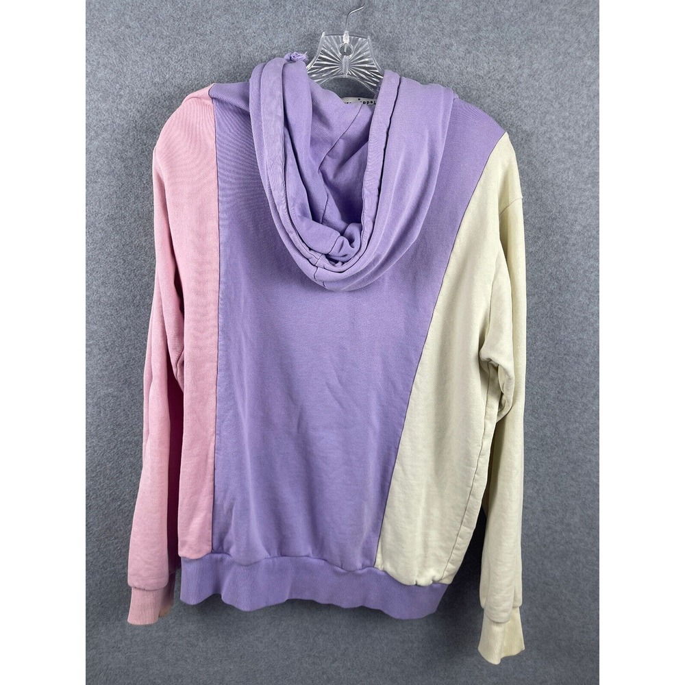 VTG Teddy Fresh Hoodie Size S Purple Pink Long Sleeve Pullover Color Block - Picture 2 of 9
